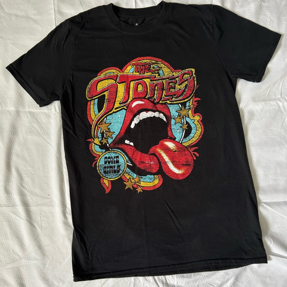 The Rolling Stones VTG Black Tee with Silver Logo size S excellent condition